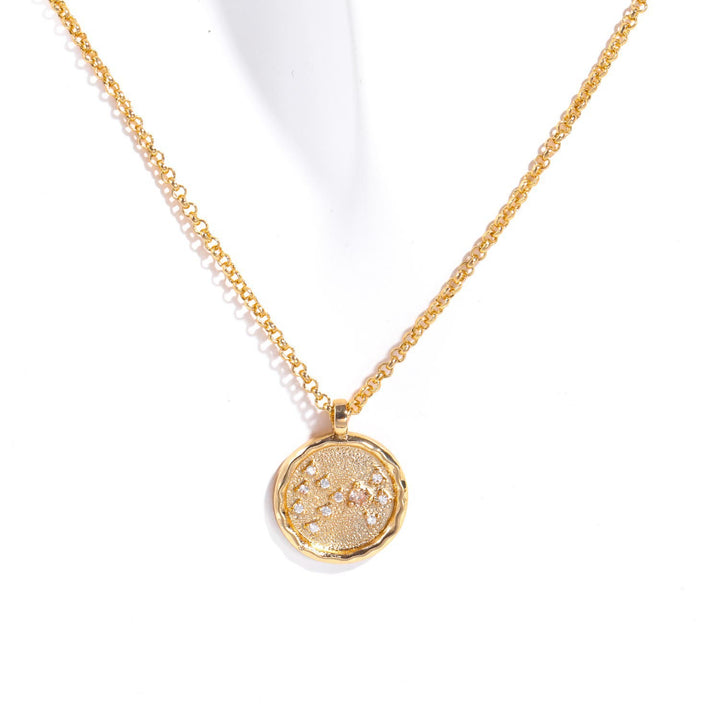 Collier avec pierre de naissance en zircon blanc et signe du zodiaque Olivenorma