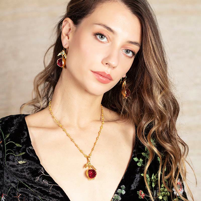 Boucles d'oreilles tendance Olivenorma en forme de graine de grenade porte-bonheur