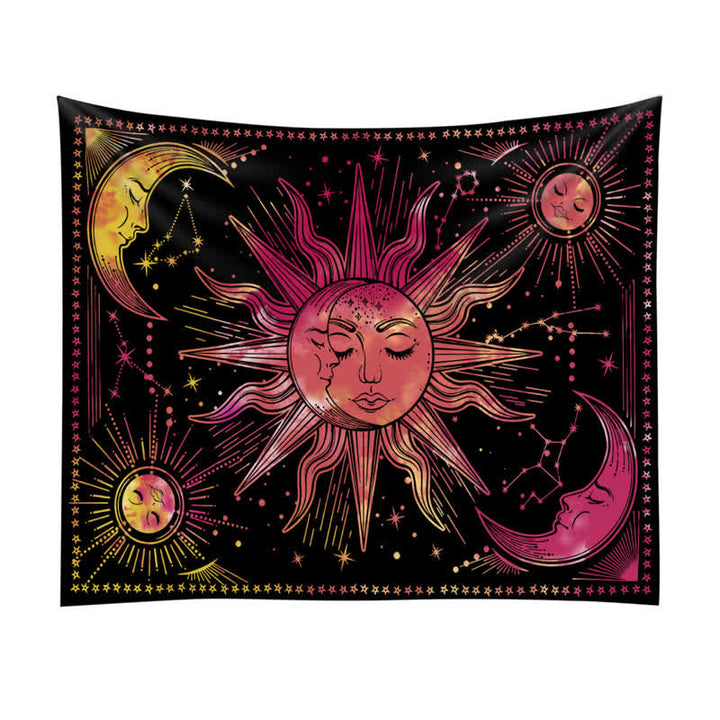 Tapisserie murale à suspendre style rétro avec motif soleil et lune de Olivenorma