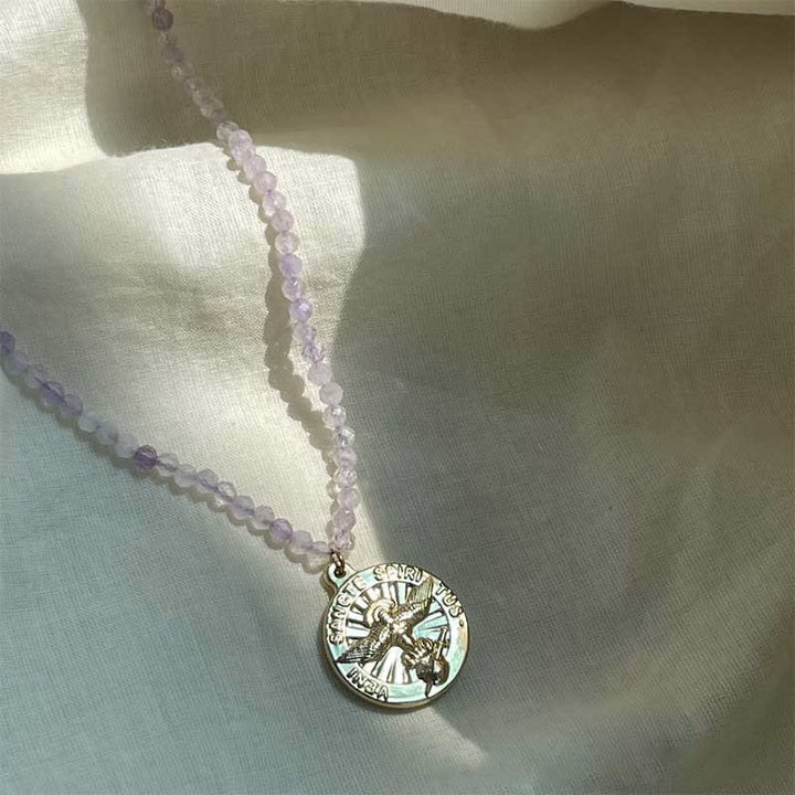 Collier avec pendentif en métal et cristal naturel Olivenorma