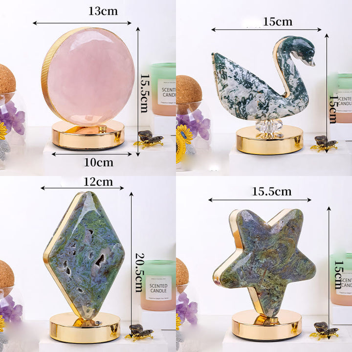 Lampe de table en pierre de cristal naturel Olivenorma, décoration en pierres précieuses 