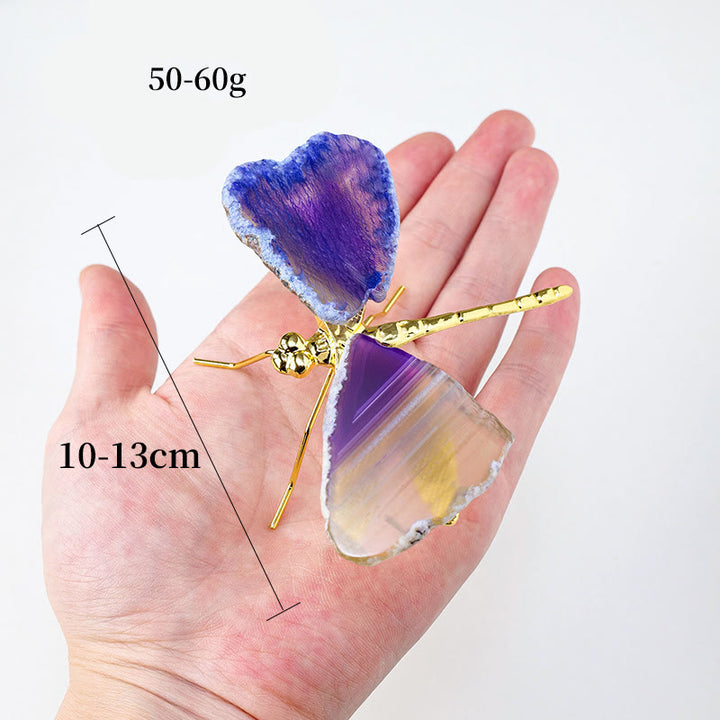 Tranches d'agate naturelle Olivenorma Décoration en pierres précieuses en forme de libellule