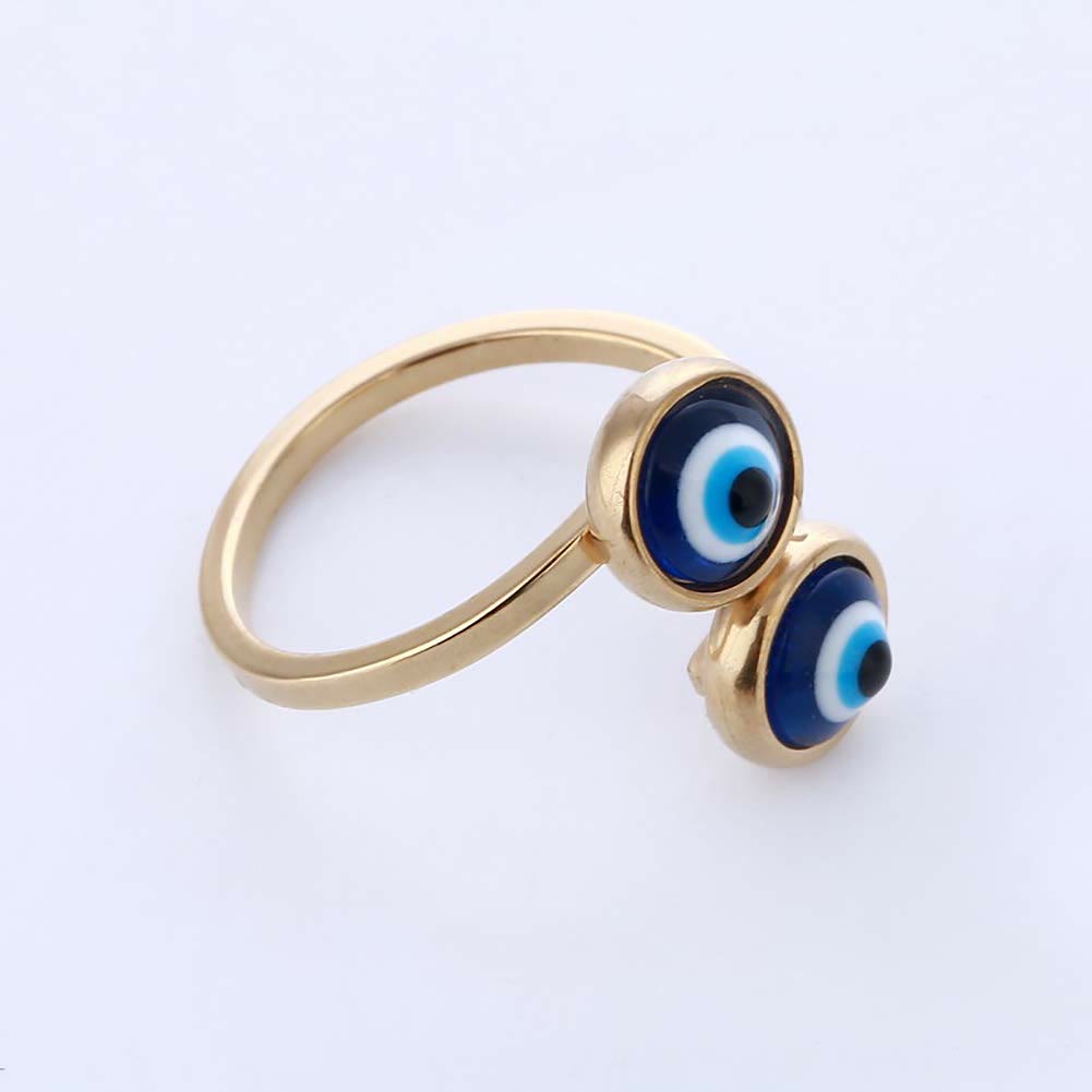Bague Olivenorma en plaqué or avec zircon blanc et mauvais œil pour femme