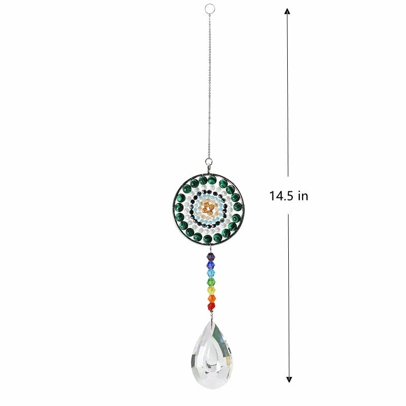 Carillon éolien chakra fait main avec attrape-soleil en cristal Olivenorma