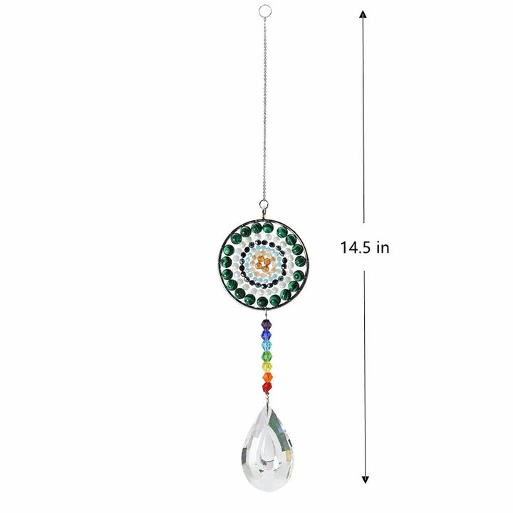 Carillon éolien chakra fait main avec attrape-soleil en cristal Olivenorma