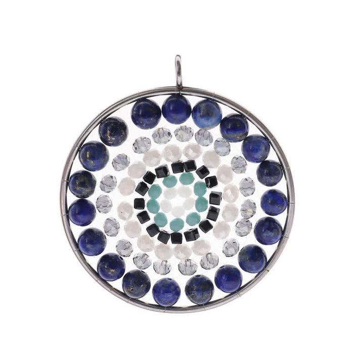Collier avec pendentif rond en cristal et fleur de datura Olivenorma