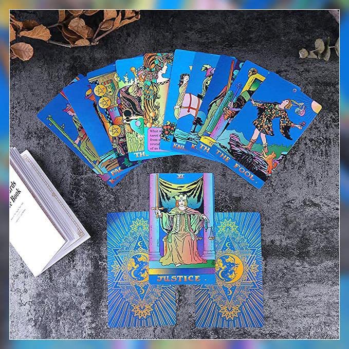 Cartes de tarot Olivenorma Green Blue Moon en feuille d'or