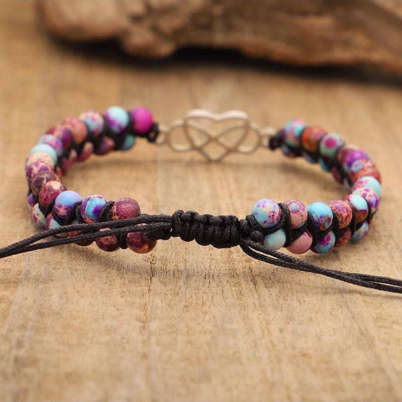 Bracelet en forme de cœur creux tissé à la main en pierre empereur violette Olivenorma Bohemia 