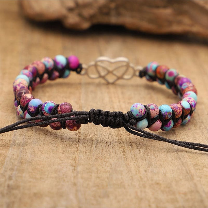 Bracelet en forme de cœur creux tissé à la main en pierre empereur violette Olivenorma Bohemia 