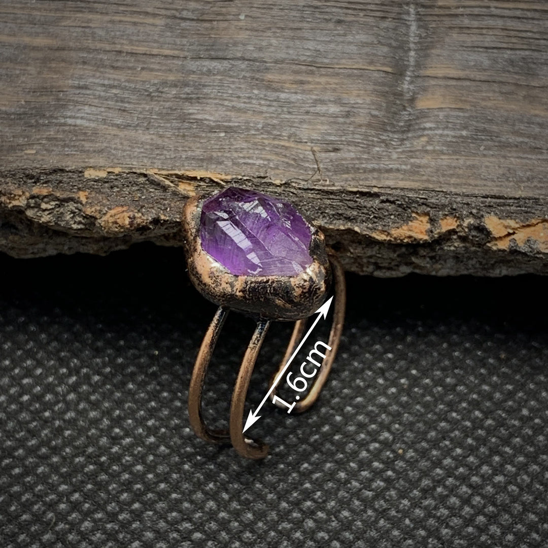 Bague ajustable en pierre brute irrégulière naturelle Olivenorma avec douze pierres de naissance