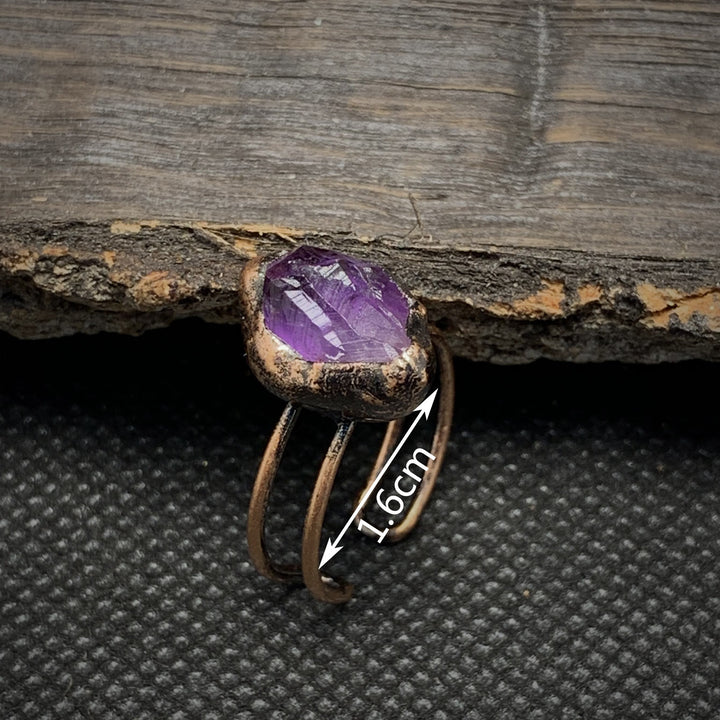 Bague ajustable en pierre brute irrégulière naturelle Olivenorma avec douze pierres de naissance