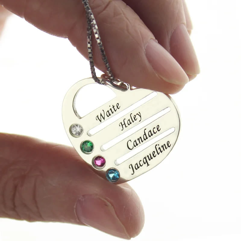 Collier avec pendentif en forme de cœur et pierre de naissance en diamant découpé Olivenorma