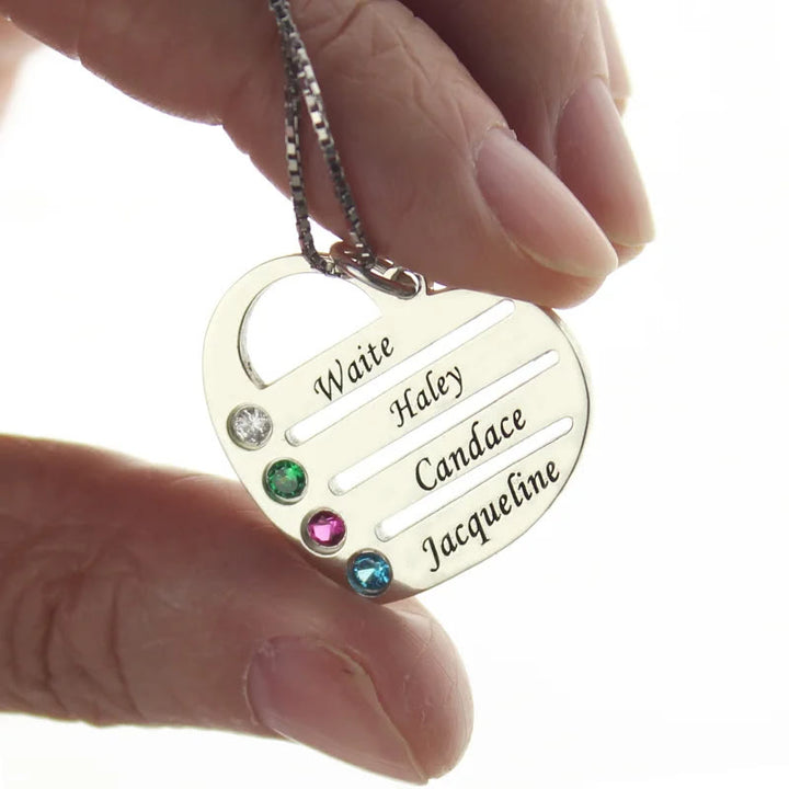 Collier avec pendentif en forme de cœur et pierre de naissance en diamant découpé Olivenorma