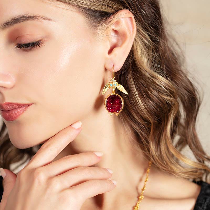 Boucles d'oreilles tendance Olivenorma en forme de graine de grenade porte-bonheur