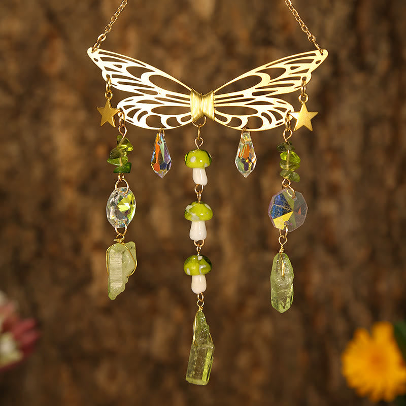Carillon éolien attrape-soleil en forme d'ailes de papillon en cristal Olivenorma 