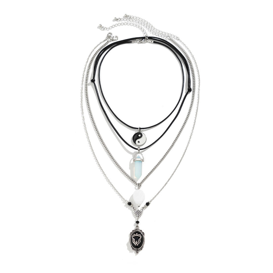 Ensemble de colliers d'Halloween avec pendentif chauve-souris en jade blanc opalite Olivenorma 