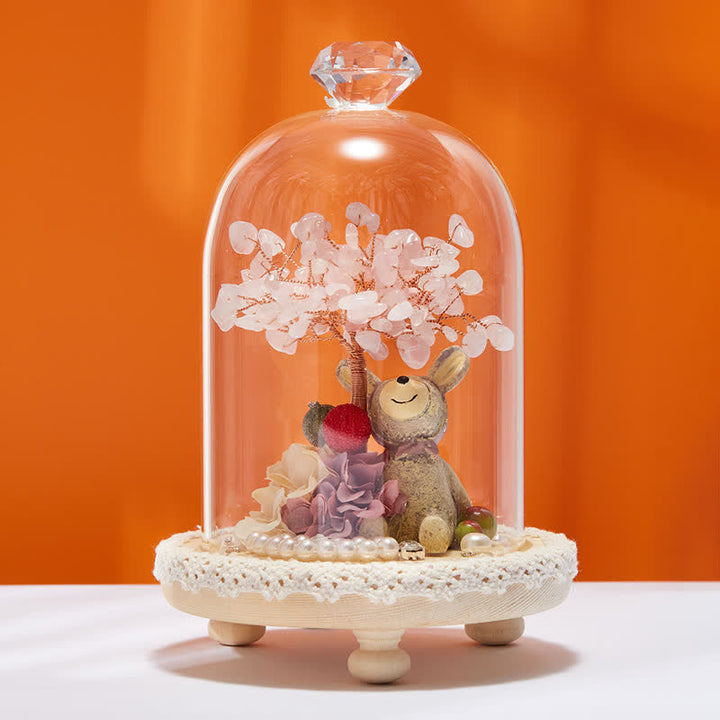 Décoration d'arbre Feng Shui avec couvercle en verre cristal naturel Olivenorma 
