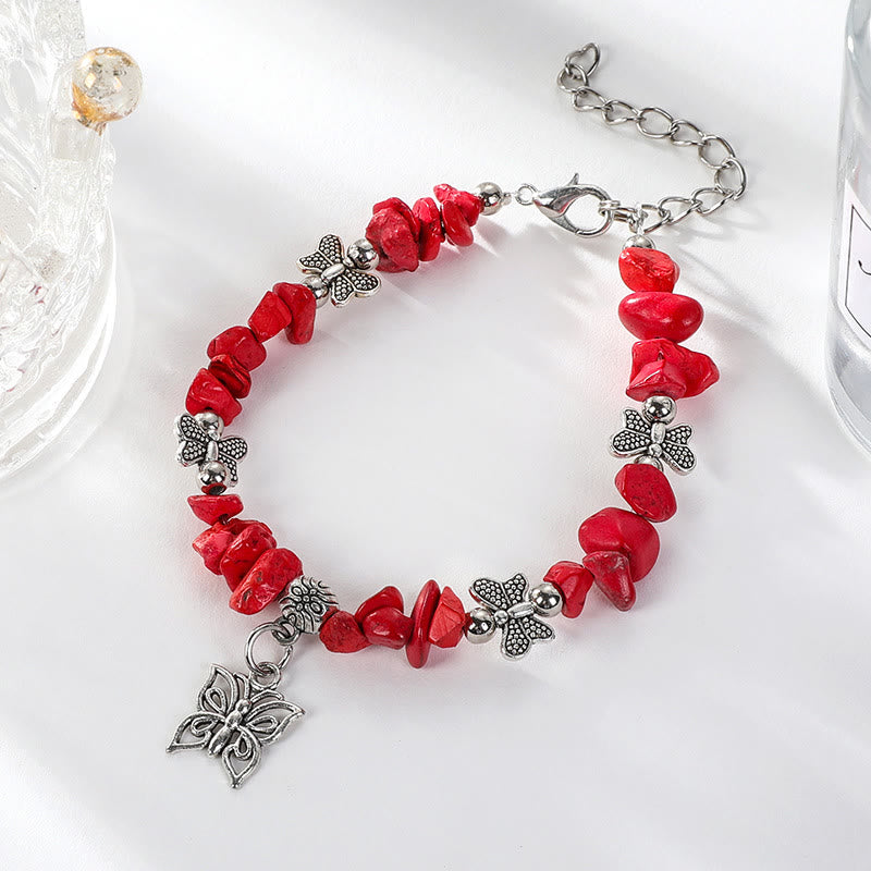 Bracelet à breloques papillon en cristal coloré Olivenorma