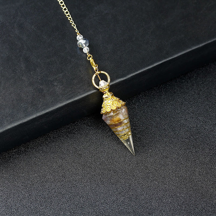 Pendule pyramidale hexagonale en cristal résineline naturelle Olivenorma