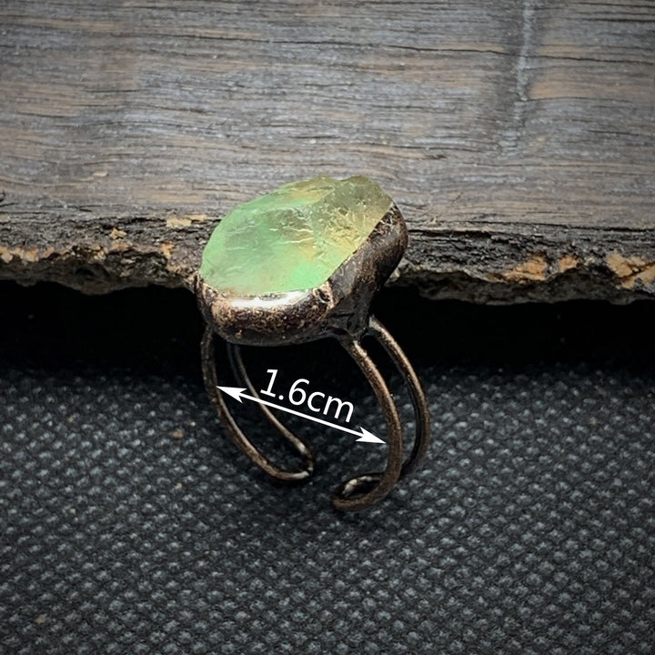 Bague ajustable en pierre brute irrégulière naturelle Olivenorma avec douze pierres de naissance