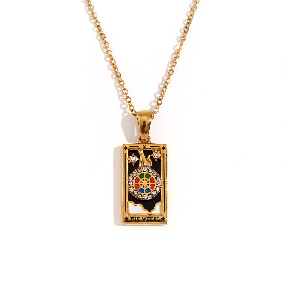 Collier de cartes de tarot en acier inoxydable plaqué or 18 carats Olivenorma 
