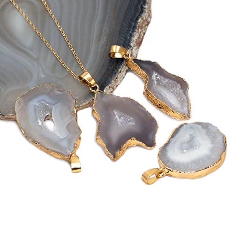 Collier en tranches de cristal brut irrégulier Olivenorma