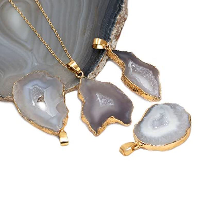 Collier en tranches de cristal brut irrégulier Olivenorma