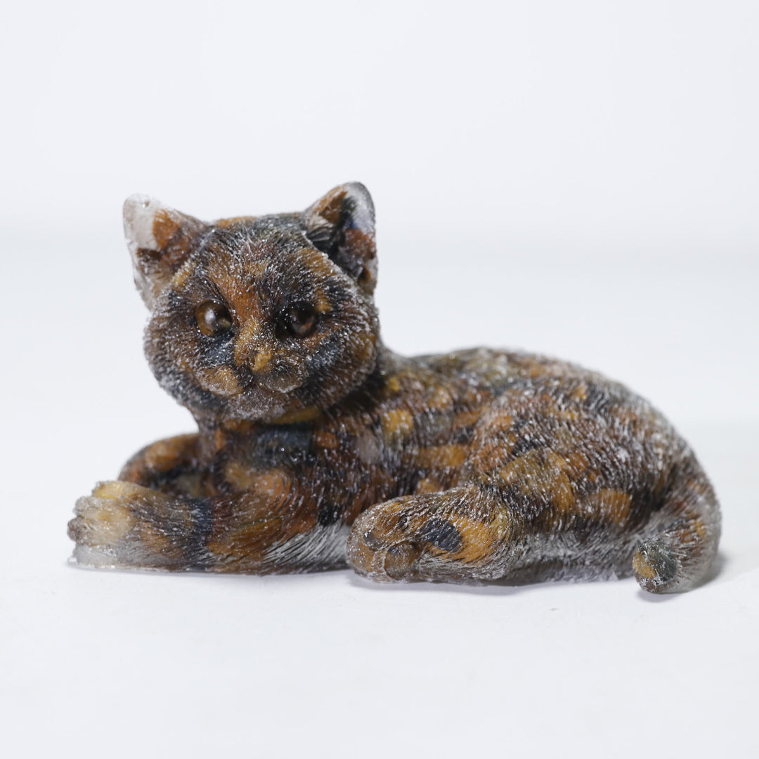 Ornement de chat en cristal naturel Olivenorma Décoration en pierres précieuses