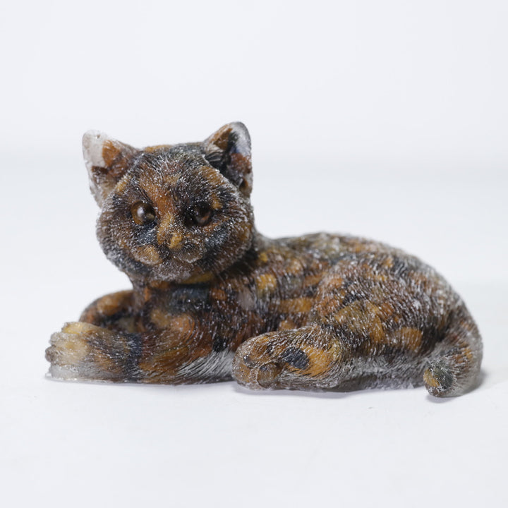 Ornement de chat en cristal naturel Olivenorma Décoration en pierres précieuses