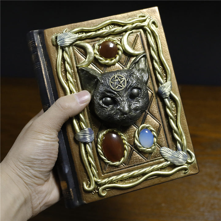 Carnet décoratif en pierre de cristal Olivenorma à motif de chat Pégase