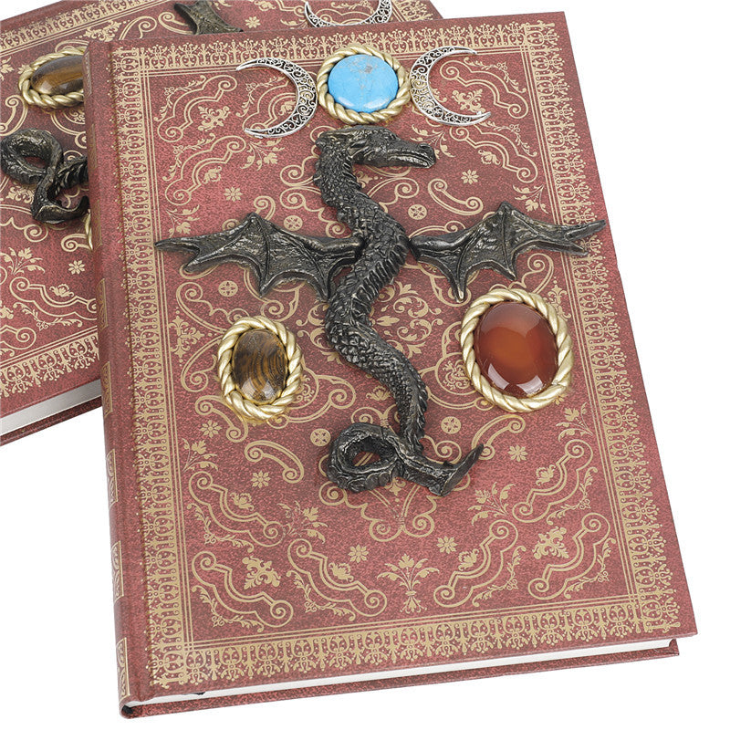 Carnet décoratif en pierre de cristal Olivenorma avec dragon volant