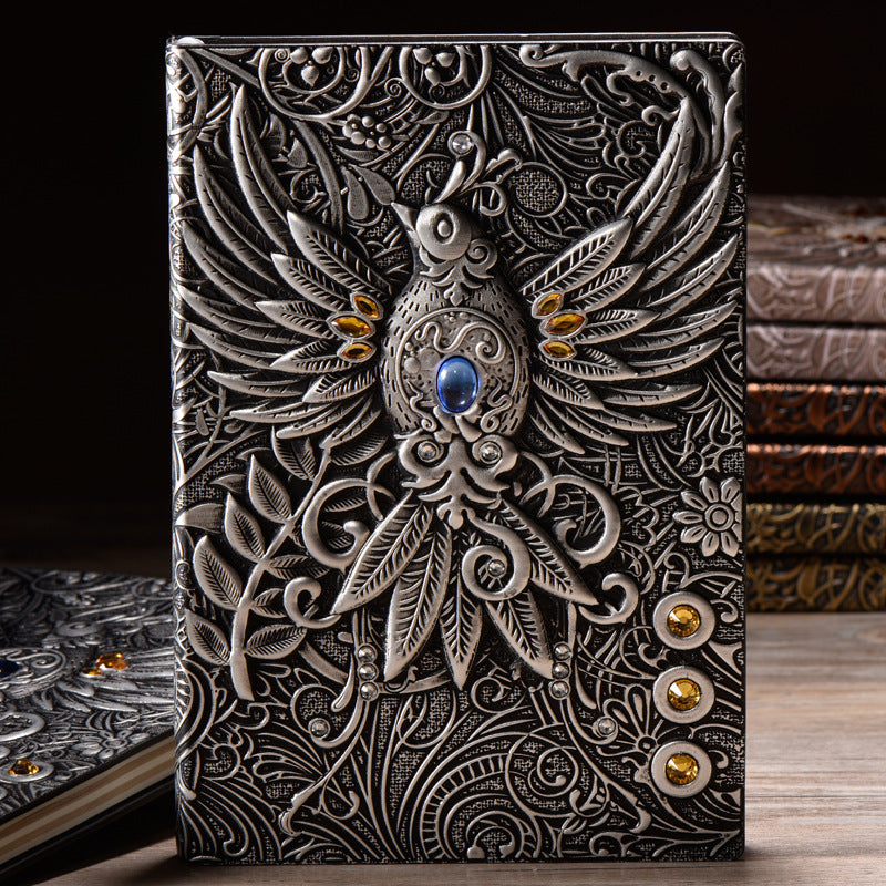 Carnet de notes en cuir gaufré Phoenix en pierre de cristal Olivenorma