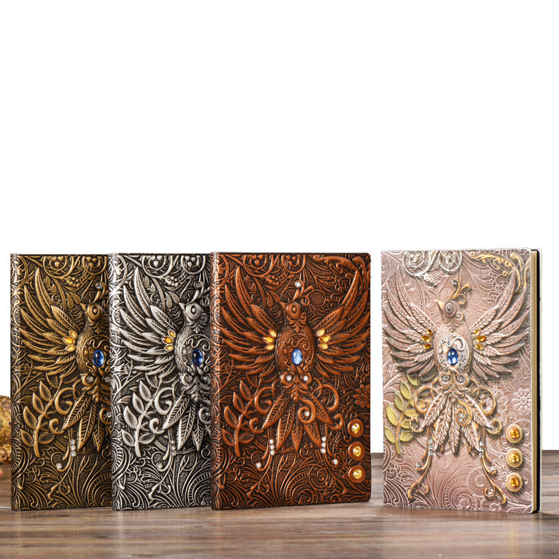 Carnet de notes en cuir gaufré Phoenix en pierre de cristal Olivenorma