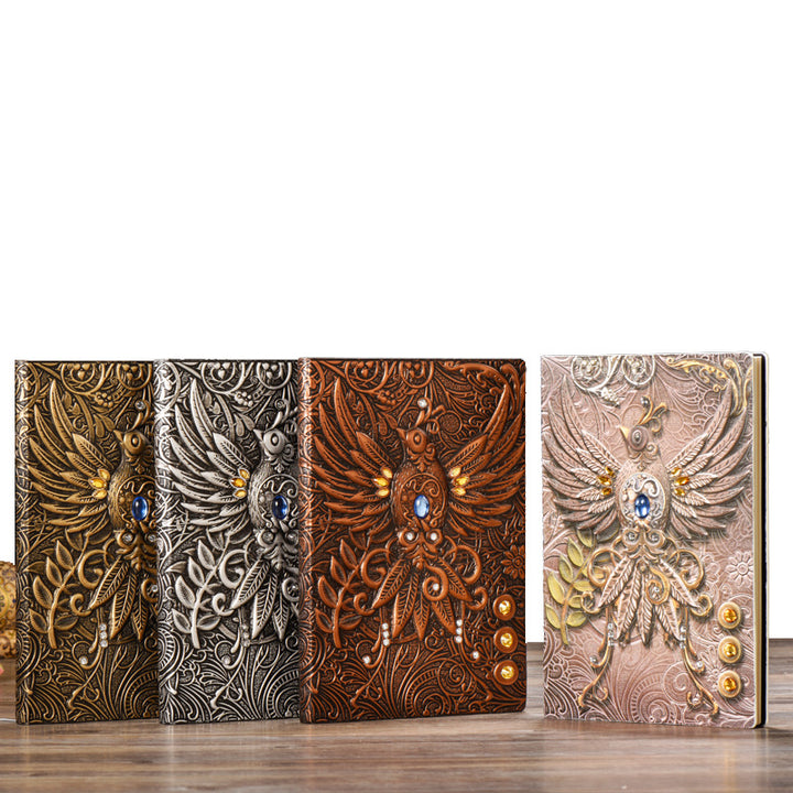 Carnet de notes en cuir gaufré Phoenix en pierre de cristal Olivenorma
