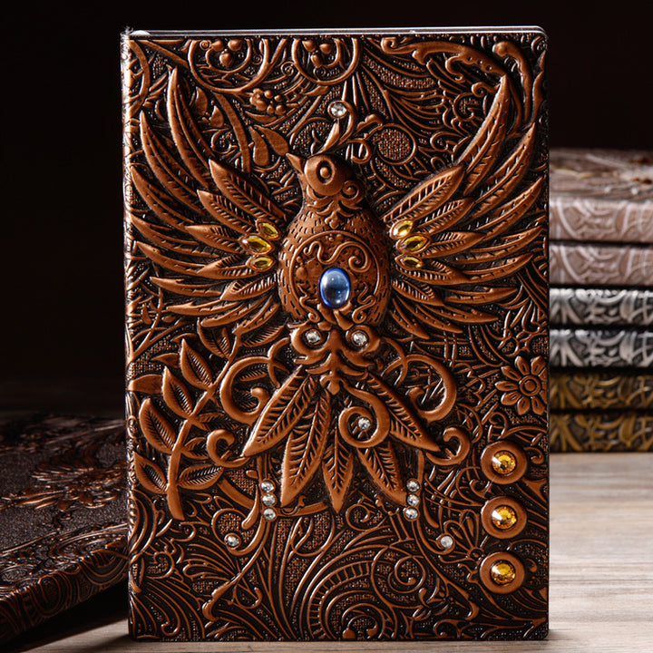 Carnet de notes en cuir gaufré Phoenix en pierre de cristal Olivenorma