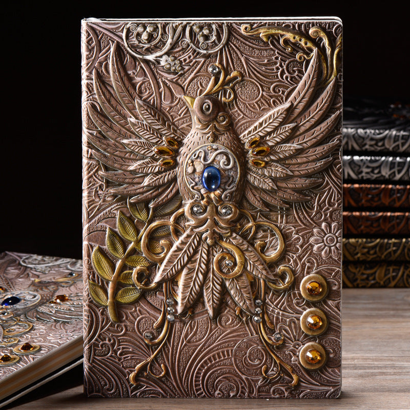 Carnet de notes en cuir gaufré Phoenix en pierre de cristal Olivenorma