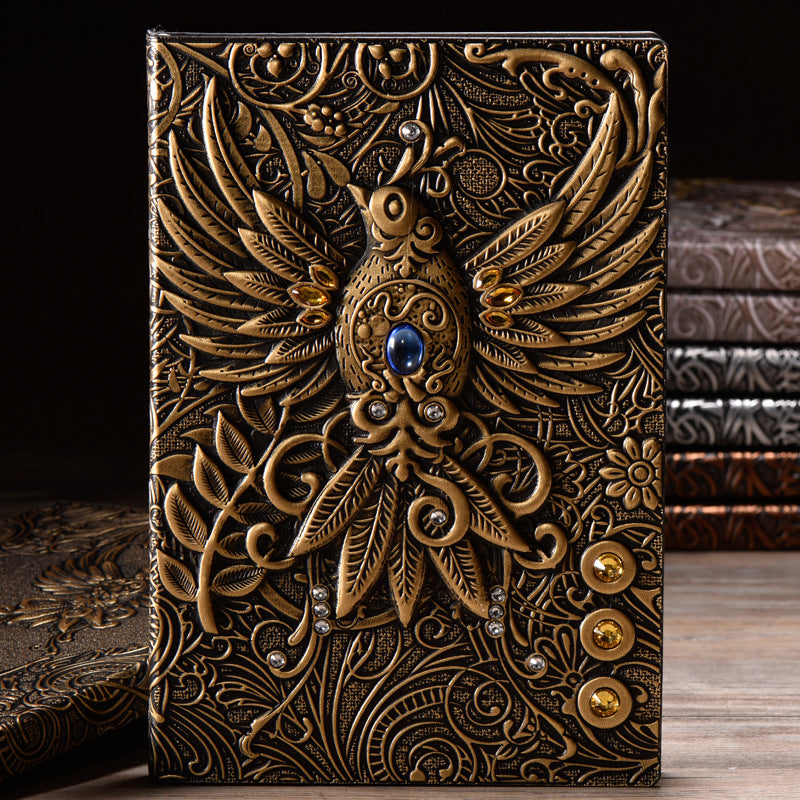 Carnet de notes en cuir gaufré Phoenix en pierre de cristal Olivenorma