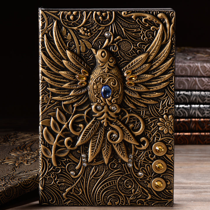 Carnet de notes en cuir gaufré Phoenix en pierre de cristal Olivenorma
