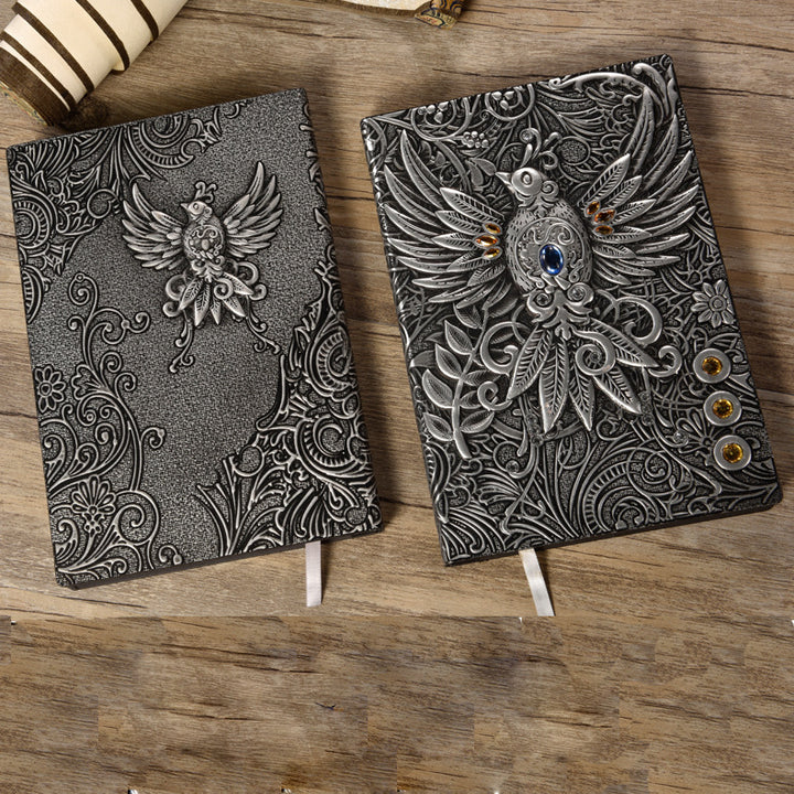 Carnet de notes en cuir gaufré Phoenix en pierre de cristal Olivenorma