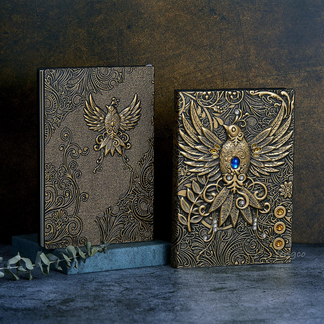 Carnet de notes en cuir gaufré Phoenix en pierre de cristal Olivenorma
