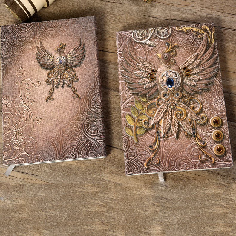 Carnet de notes en cuir gaufré Phoenix en pierre de cristal Olivenorma