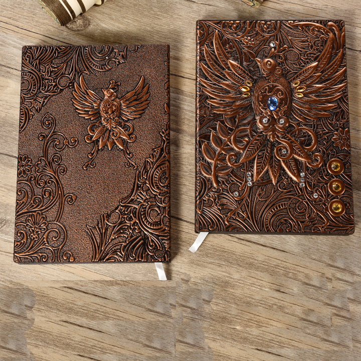Carnet de notes en cuir gaufré Phoenix en pierre de cristal Olivenorma