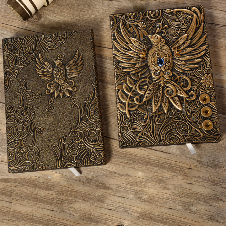 Carnet de notes en cuir gaufré Phoenix en pierre de cristal Olivenorma