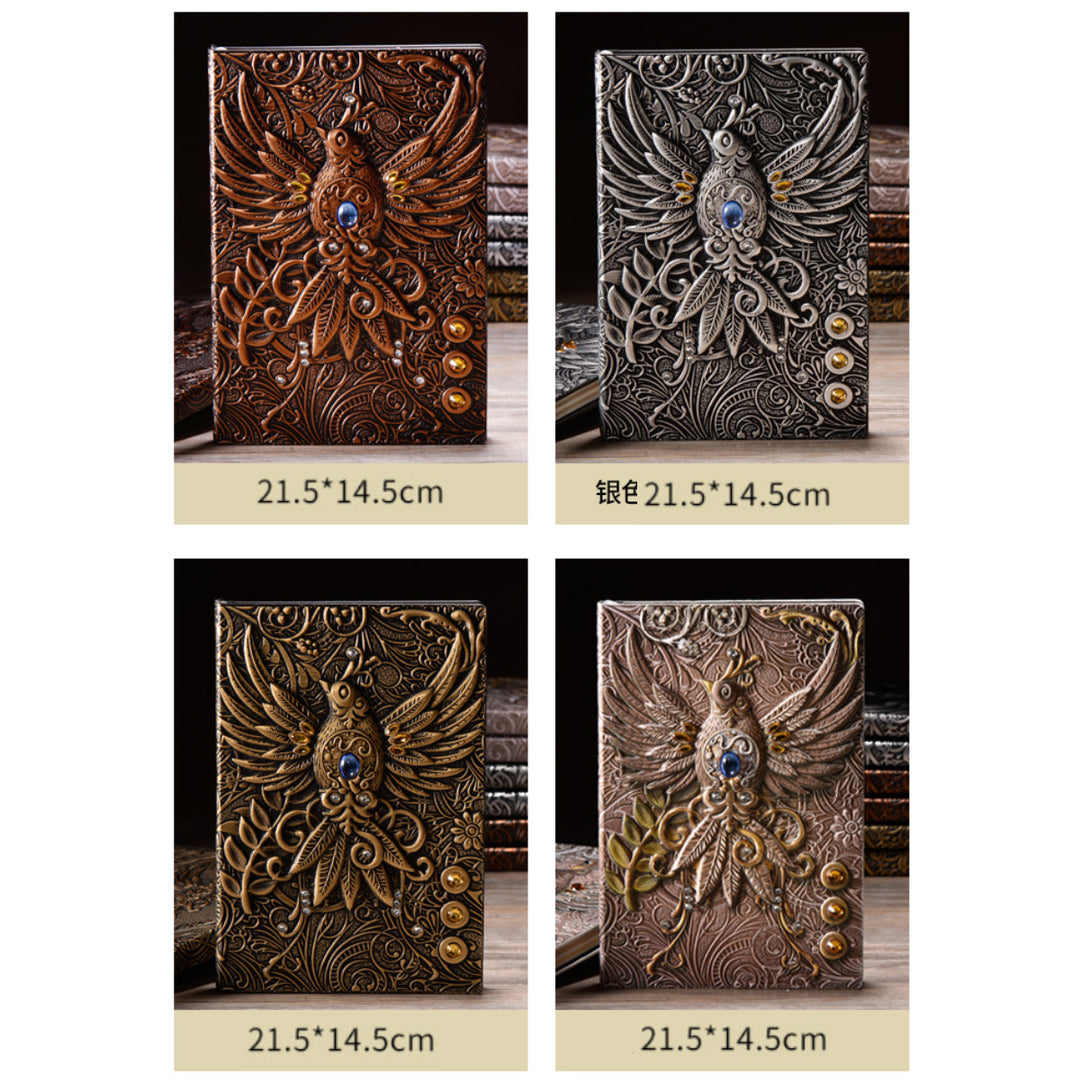 Carnet de notes en cuir gaufré Phoenix en pierre de cristal Olivenorma