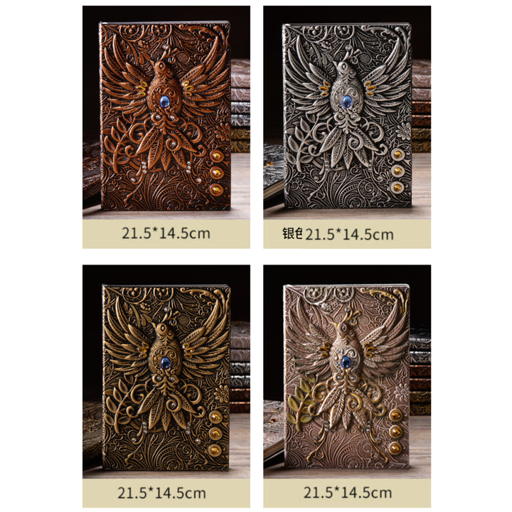 Carnet de notes en cuir gaufré Phoenix en pierre de cristal Olivenorma