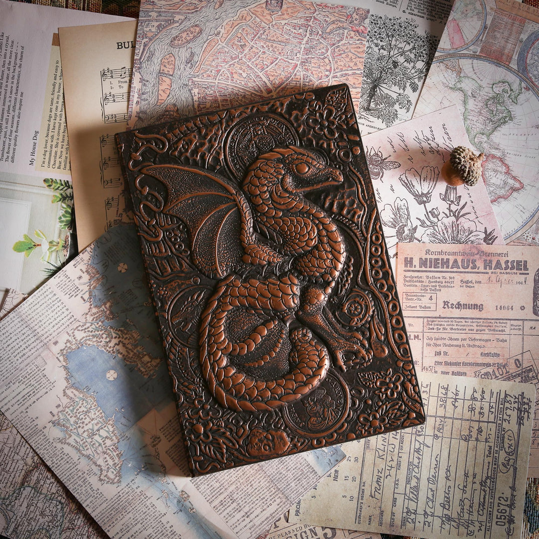 Carnet de notes Olivenorma Journal Dragon avec motif artistique en relief 3D