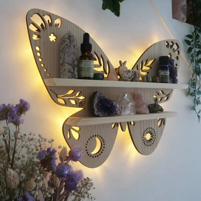 Etagère à papillons en bois Olivenorma Etagère à lampe en cristal