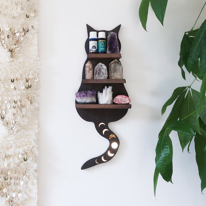 Étagère en cristal pour chat en bois clair foncé Olivenorma - Chat et bois sombre - image 0