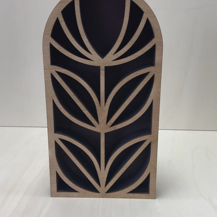 Étagère à fleurs en cristal et bois clair Olivenorma du milieu du siècle