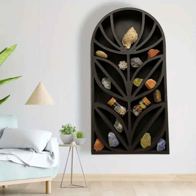 Etagère à fleurs en cristal et bois foncé Olivenorma du milieu du siècle